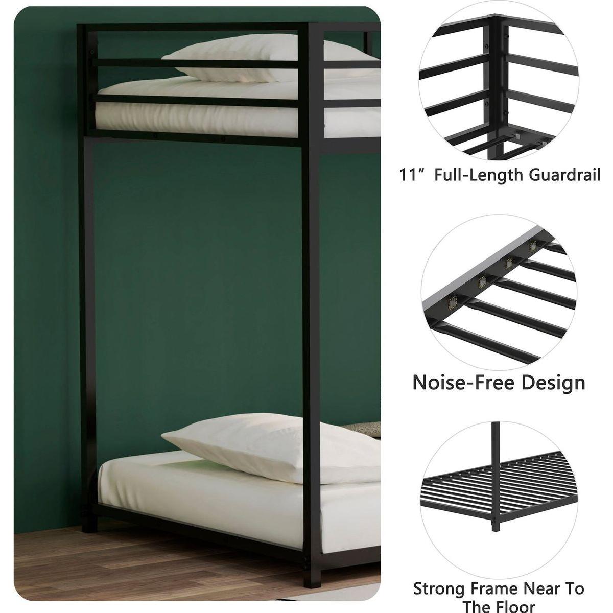 Same as original B083124170 Adam Sturdy Twin over Twin Metal Bunk Black for Kids and Adult, Low Profile and Easy Climbing with Stable Ladder