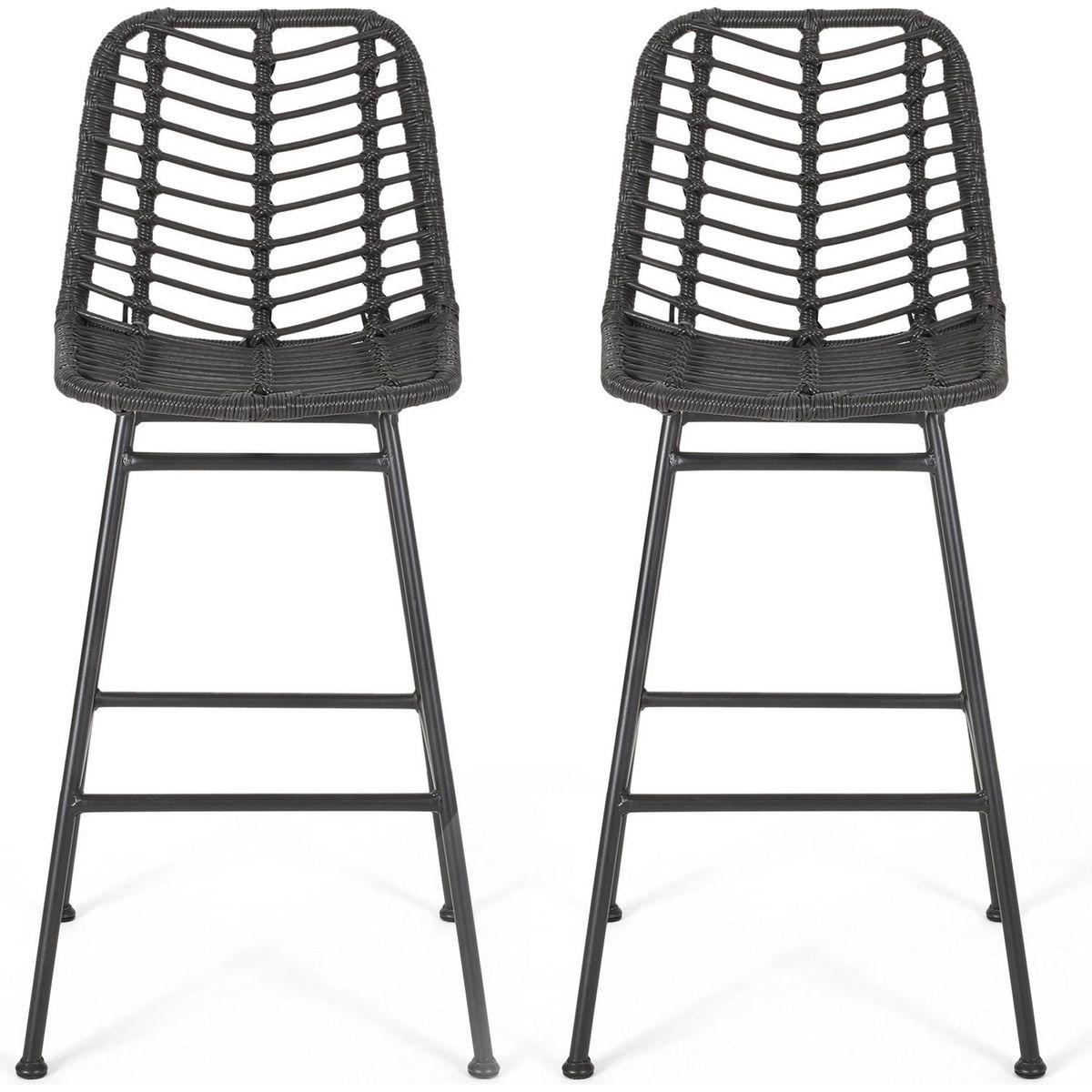 Sawtelle Outdoor Wicker Barstools (Set of 2)