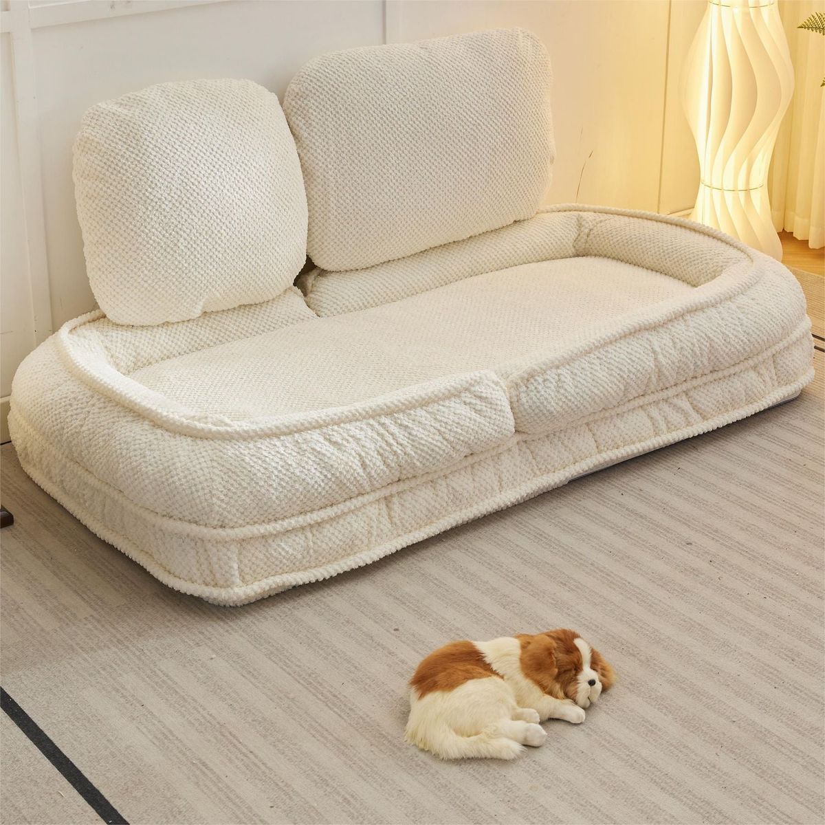 Human Dog Bed, Lazy Sofa Couch, 5 Adjustable Position,sit,sleep,fold,suit to put in bedroom, living room, Space Saving Design,White