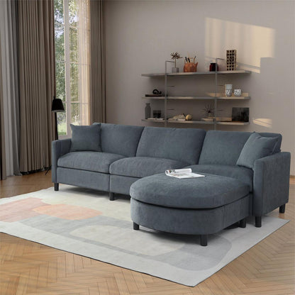 107.87'Sectional Sofa Couch With 1 Ottoman,Seat Cushion and Back Cushion Removable