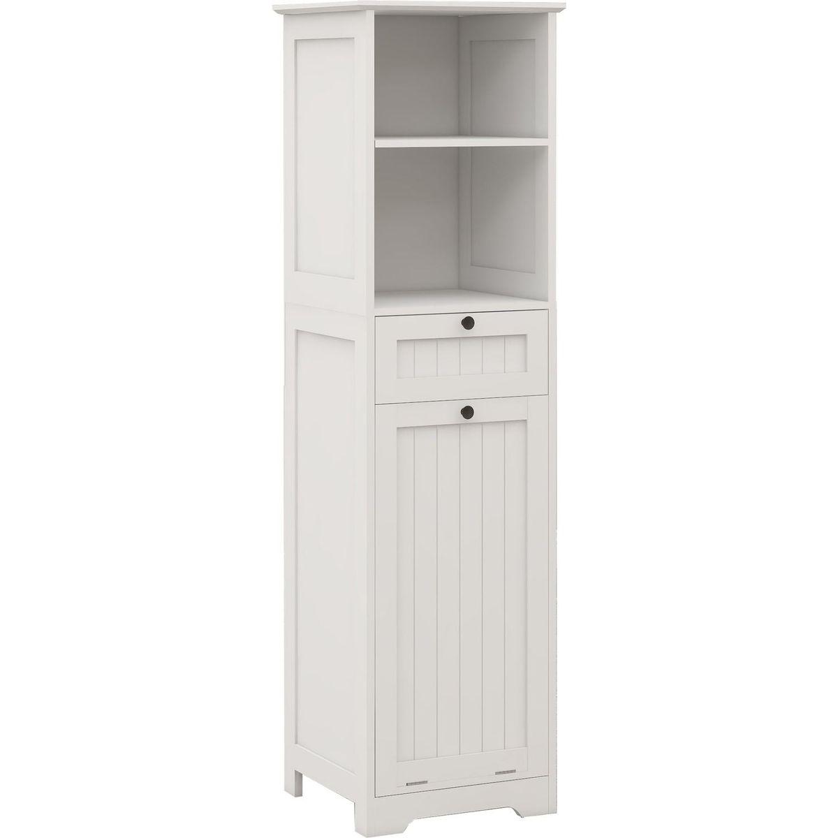 One-Compartment One-Drawer Tilt-Out Laundry Sorter Cabinet - White