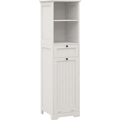One-Compartment One-Drawer Tilt-Out Laundry Sorter Cabinet - White