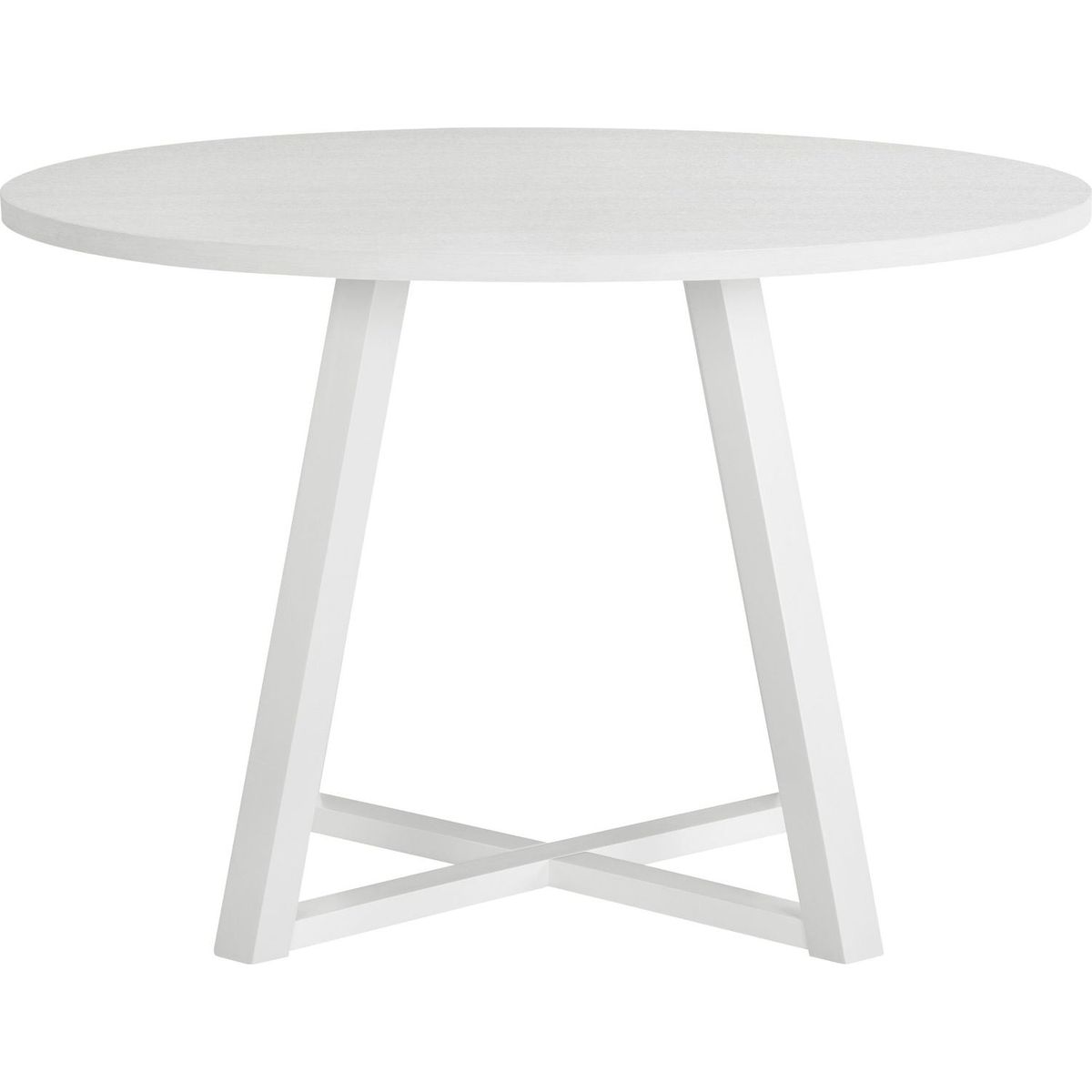 Edo Contemporary Round Dining Table, Trestle Base, White Finish
