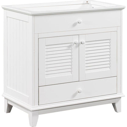 30" Bathroom Vanity Base without Sink, Bathroom Cabinet with Two Doors and One Drawer, White