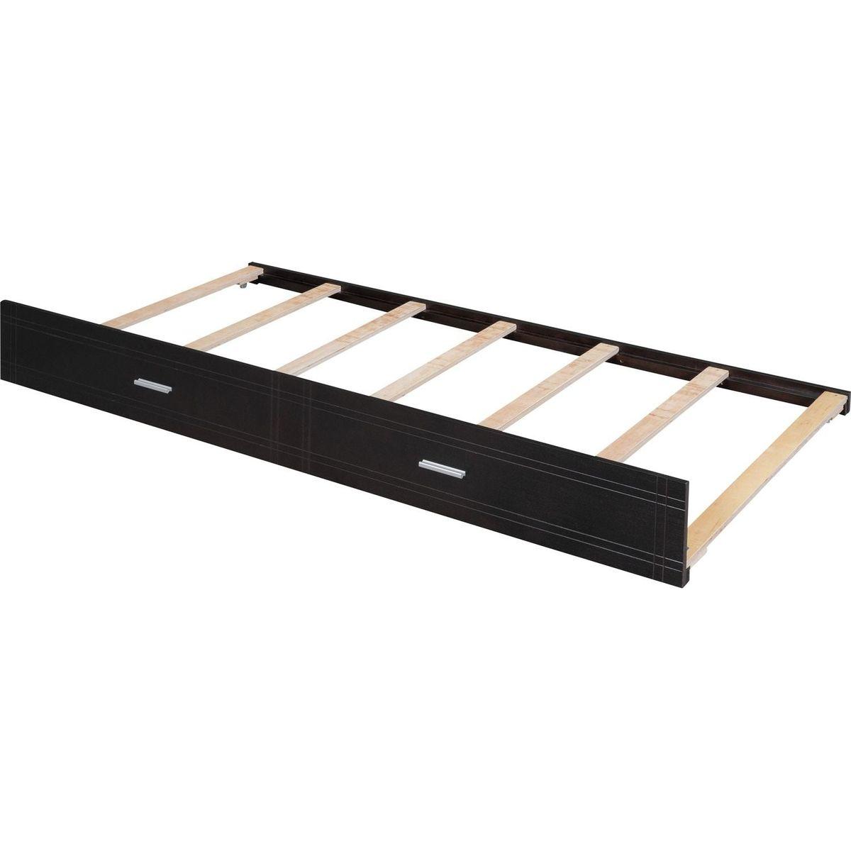 Full Over Full Bunk Bed with Twin Size Trundle and Staircase, Espresso