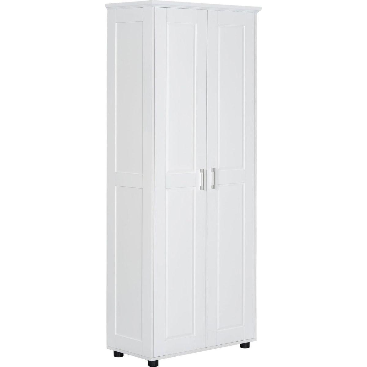 Storage Cabinet with Two Doors for Bathroom, Office, Adjustable Shelf, MDF Board, White
