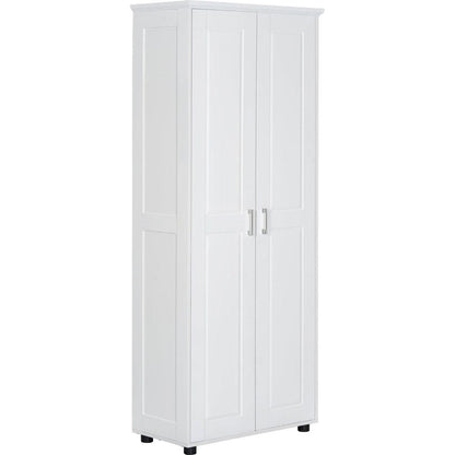 Storage Cabinet with Two Doors for Bathroom, Office, Adjustable Shelf, MDF Board, White