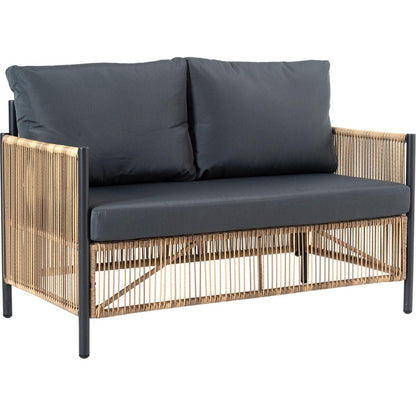 New Comming Patio 4 Pieces Brown PE Wicker Sofa Set with Grey Cushion