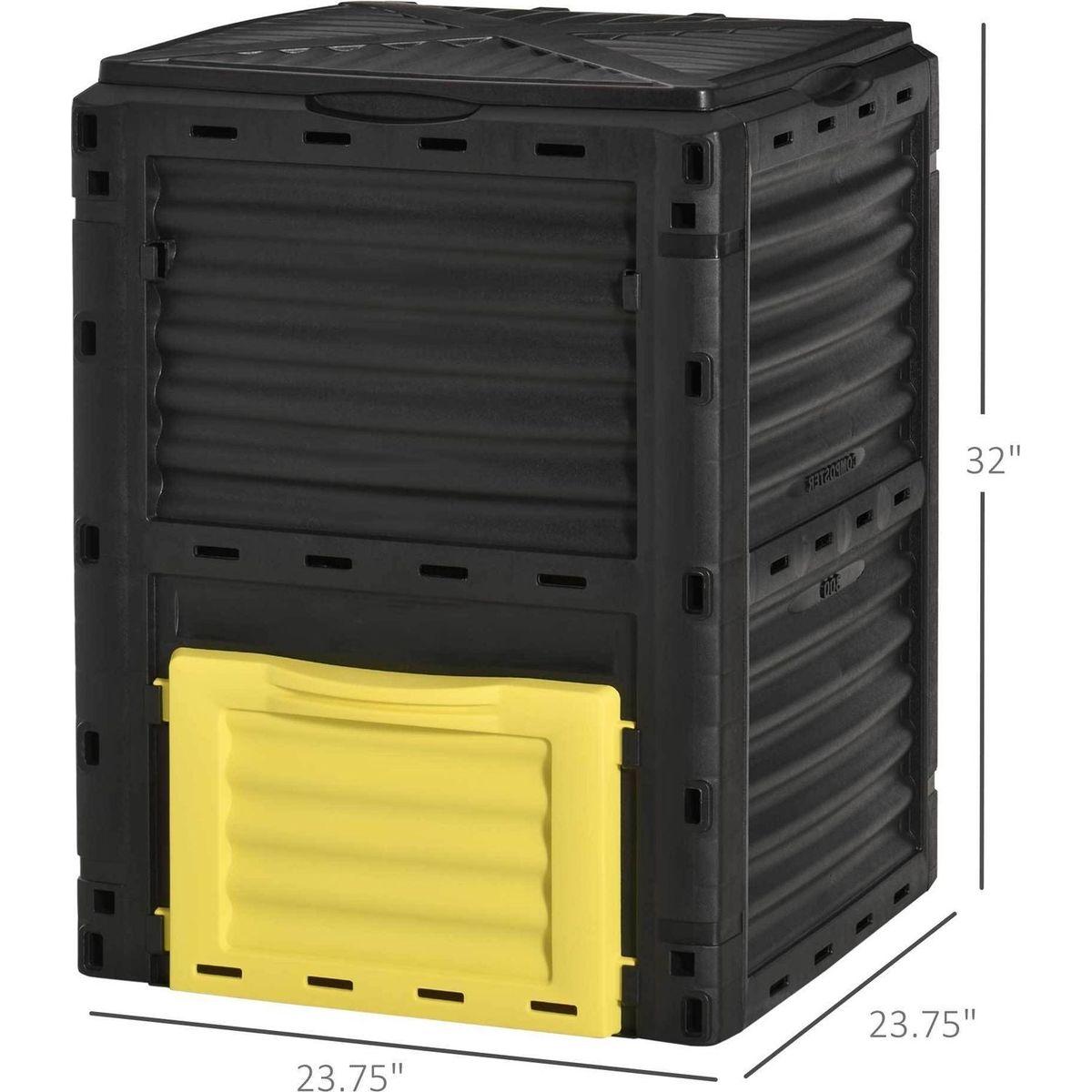 Garden Compost Bin 80 Gallon Outdoor Large Capacity Composter Fast Create Fertile Soil Aerating Box, Easy Assembly, Yellow