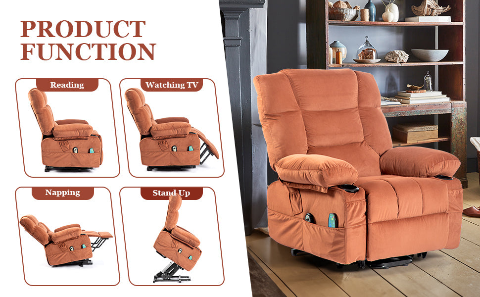 Power Lift Recliner Chair Recliners for Elderly with Heat and Massage Recliner Chair for Living Room with Infinite Position and Double Side Pocket Power Lift Recliner Chair