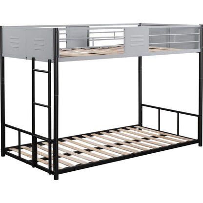 Metal Twin over Twin Bunk Bed with Vent Board/ Heavy-duty Sturdy Metal/ Noise Reduced/ Safety Guardrail/ CPC Certified
