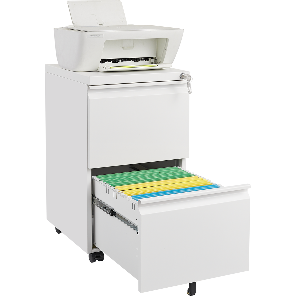 Metal 2 Drawer Mobile File Cabinet with Lock, Under Desk Office Steel Filing Cabinet, 25.6"H Legal/Letter Size Files Storage Cabinet,Black