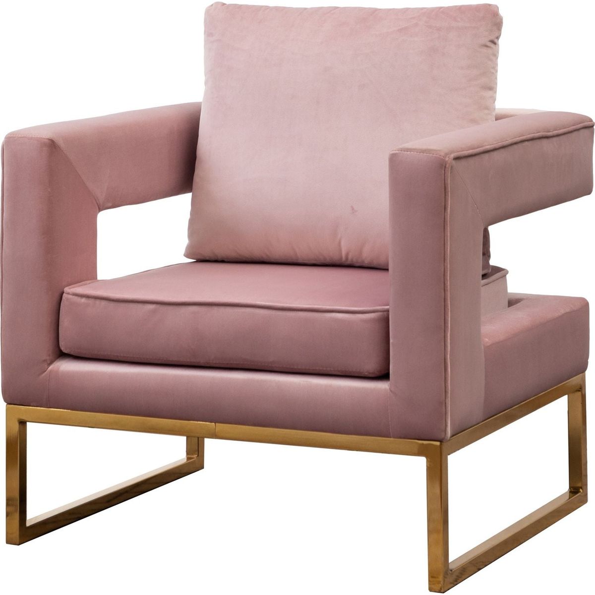 Lenola Contemporary Upholstered Accent Arm Chair, Pink