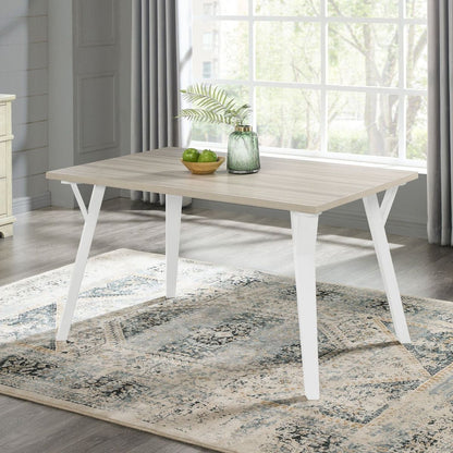 Roundhill Alwynn White and Natural Wood 5-piece Dining Set, Dining Table with 4 Windsor Chairs - Streamdale Furniture