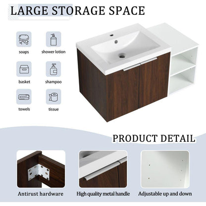 36 Inch Soft Close Doors Bathroom Vanity With Sink, A Small Storage Shelves, 24" and 12" Combination Cabinet,(KD-Packing)