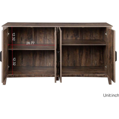 Cabinet with 4 Doors and 4 open shelgves,Freestanding Sideboard Storage Cabinet Entryway Floor Cabinet for Living Room Office Bedroom