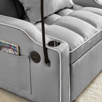 Convertible Sleeper Chair Sofa Bed Adjustable Pull Out Sleeper Chair Bed Multi-Pockets Folding Sofa Bed for Living Room Bedroom Small Space,3-in-1 Sofa Bed