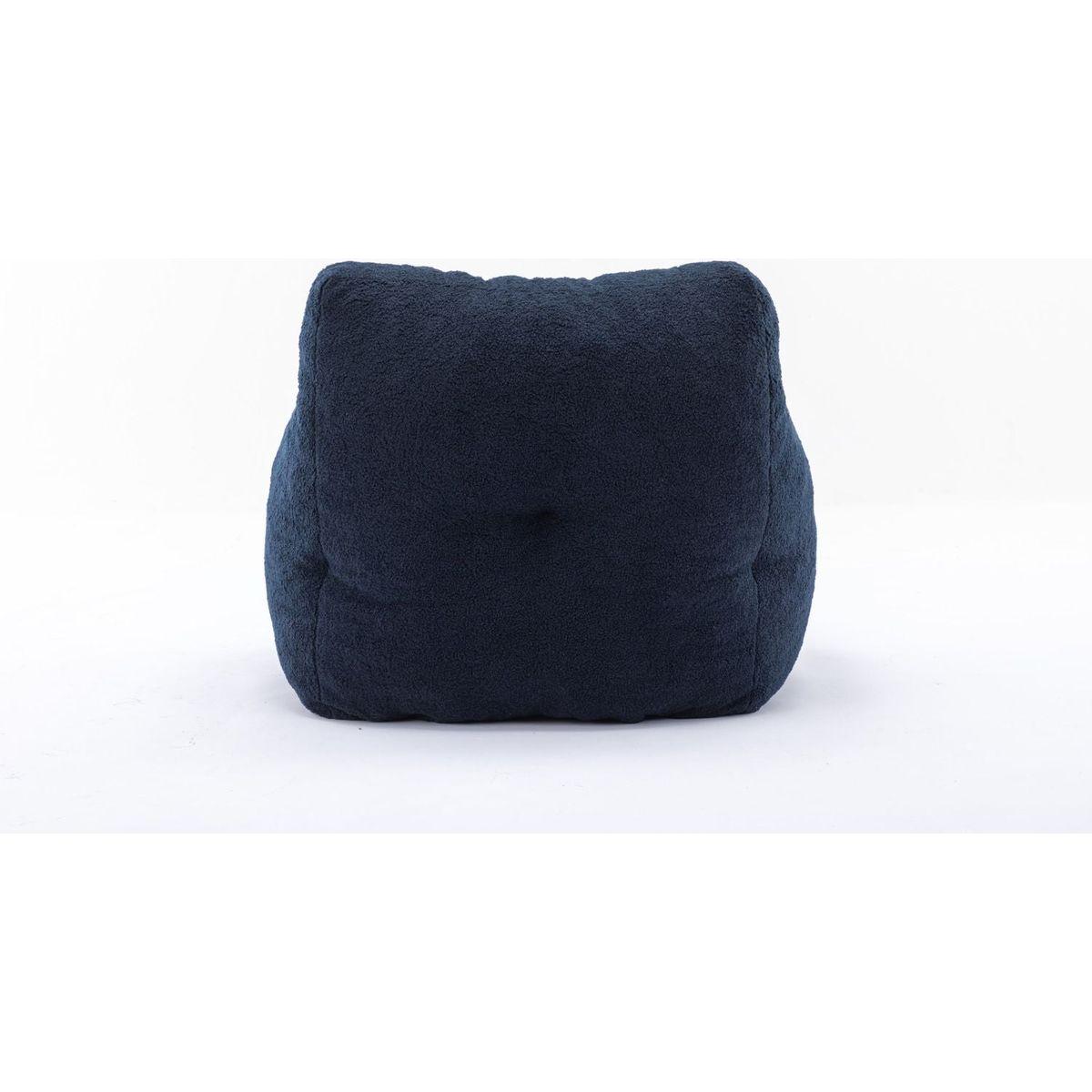 Soft Tufted Foam Bean Bag Chair With Teddy Fabric Dark Blue