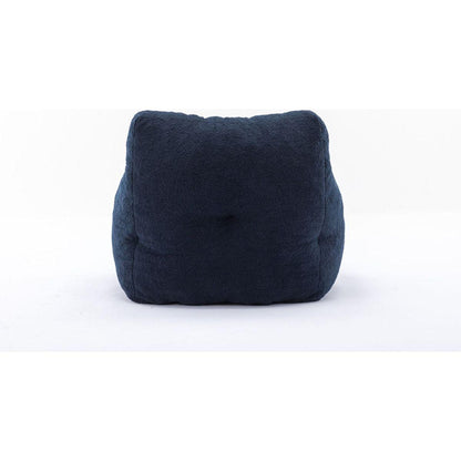 Soft Tufted Foam Bean Bag Chair With Teddy Fabric Dark Blue