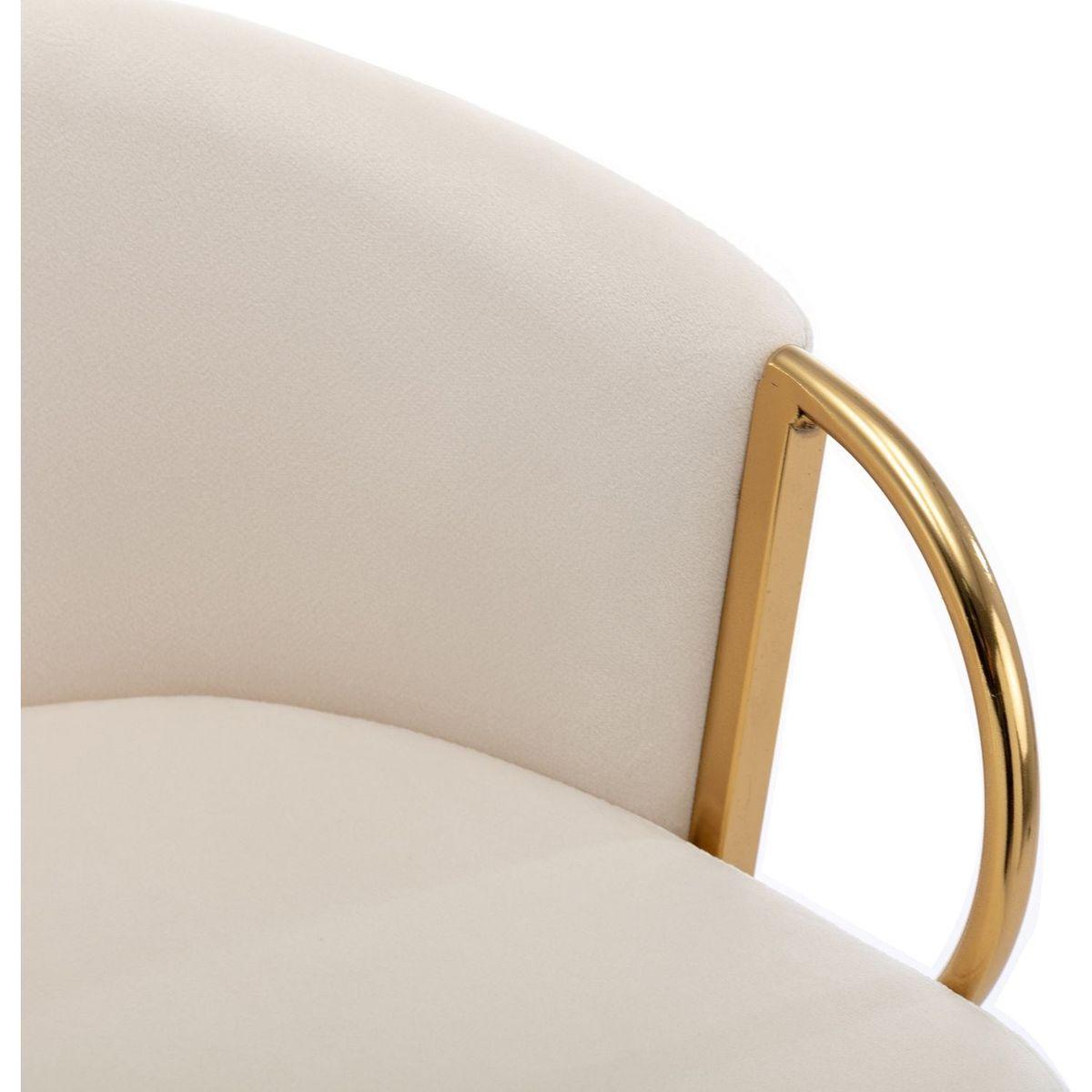 26 Inch Set of 2 Bar Stools,with Chrome Footrest and Base Velvet + Golden Leg Simple Bar Stoo,CREAM