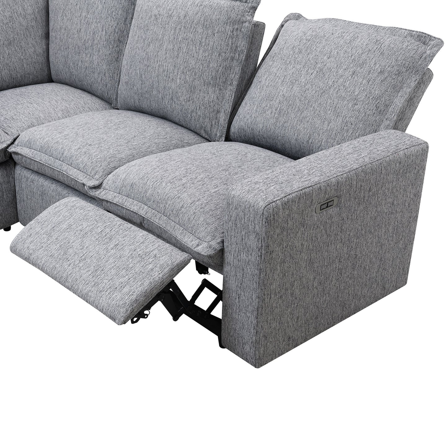 Power Recliner Chair Home Theater Seating Soft Chair with USB Port for Living Room, Bedroom, Theater room, Grey