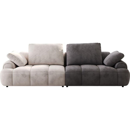 86.6"Large size two Seat Sofa,Modern Upholstered,Beige paired with grey suede fabric