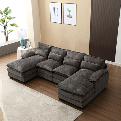 Modern Large chenille Fabric U-Shape Sectional Sofa