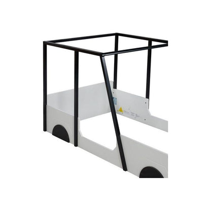 Twin Size Car-shaped Bed with Roof,Wooden Twin Floor Bed with wheels and door Design,Montessori Inspired Bedroom,Black