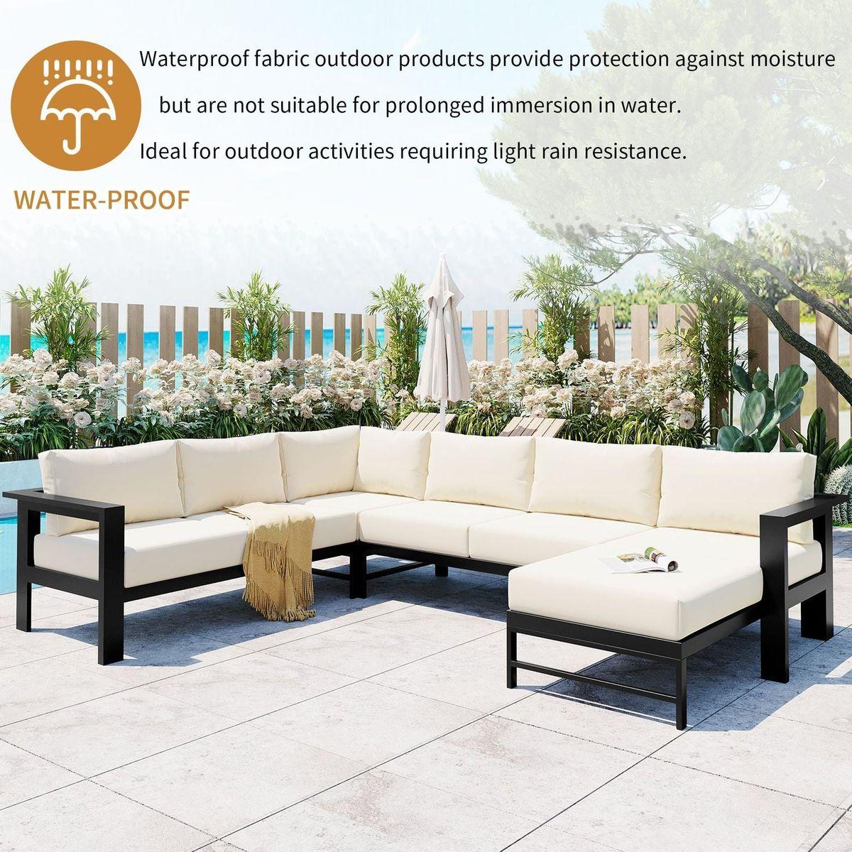 U-shaped multi-person outdoor sofa set, suitable for gardens, backyards, and balconies.