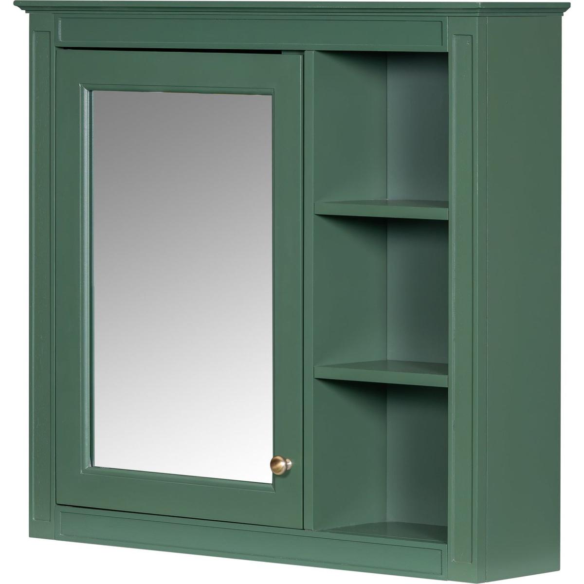 30" x 28" Medicine Cabinet, Wall Mounted Bathroom Storage Cabinet, Modern Bathroom Wall Cabinet with Mirror,Medicine Cabinet, Mirror Cabinet with 3 Open Shelves (Not Include Bathroom Vanity)