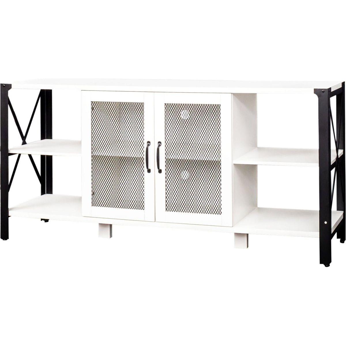 TV Stands for Living Room, Industrial TV Stand for Bedroom Furniture, Farmhouse TV Stand 80 Inch Television Stand, Modern Horizontal Wood and Metal Open Bookshelf