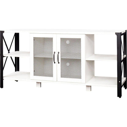 TV Stands for Living Room, Industrial TV Stand for Bedroom Furniture, Farmhouse TV Stand 80 Inch Television Stand, Modern Horizontal Wood and Metal Open Bookshelf