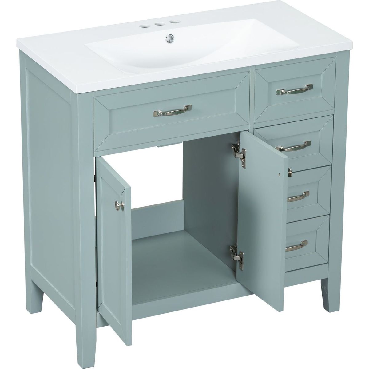 36" Bathroom Vanity with Sink Combo, Green Bathroom Cabinet with Drawers, Solid Frame and MDF Board