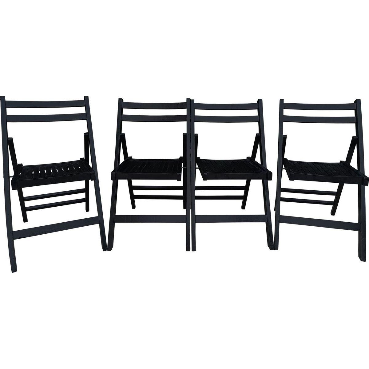 Furniture Slatted Wood Folding Special Event Chair - black, Set of 4, FOLDING CHAIR, FOLDABLE STYLE