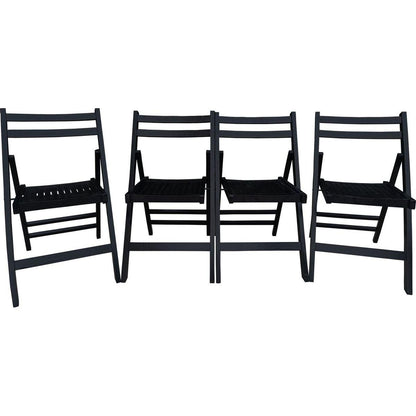 Furniture Slatted Wood Folding Special Event Chair - black, Set of 4, FOLDING CHAIR, FOLDABLE STYLE