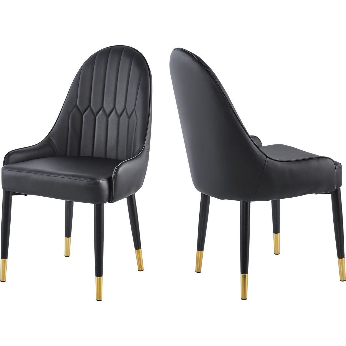 Modern Leather Dining Chair Set of 2, Upholstered Accent Dining Chair, Legs with Black Plastic Tube Plug