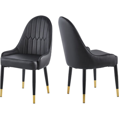 Modern Leather Dining Chair Set of 2, Upholstered Accent Dining Chair, Legs with Black Plastic Tube Plug