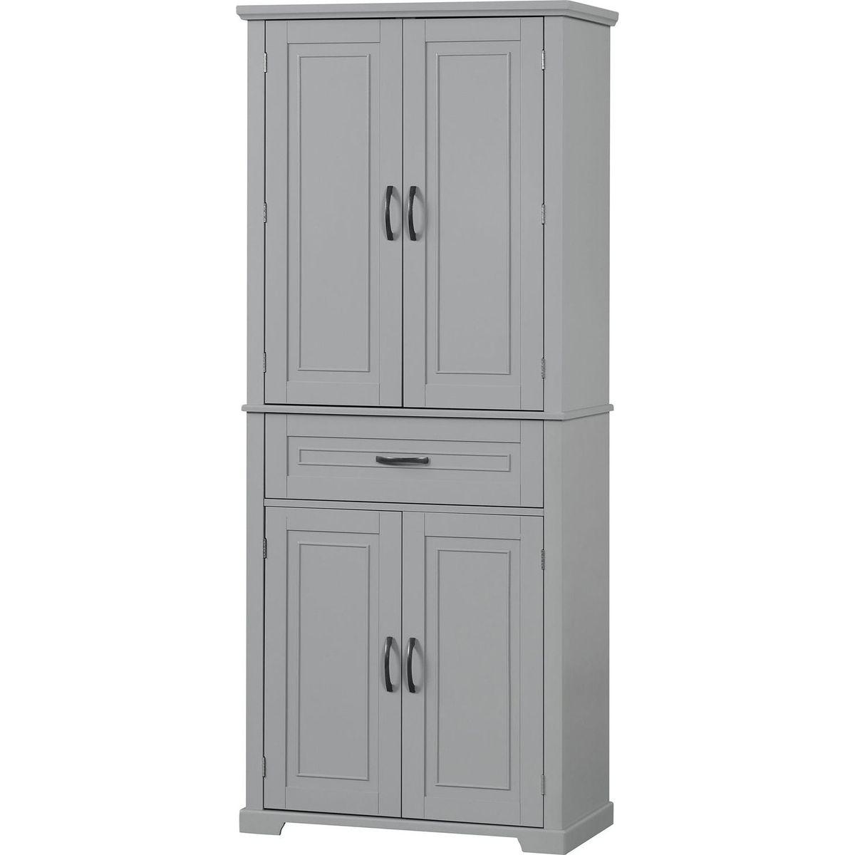 Bathroom Storage Cabinet with Doors and Drawer, Multiple Storage Space, Adjustable Shelf, Grey