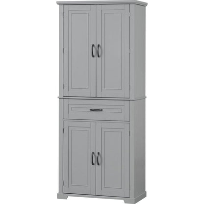 Bathroom Storage Cabinet with Doors and Drawer, Multiple Storage Space, Adjustable Shelf, Grey