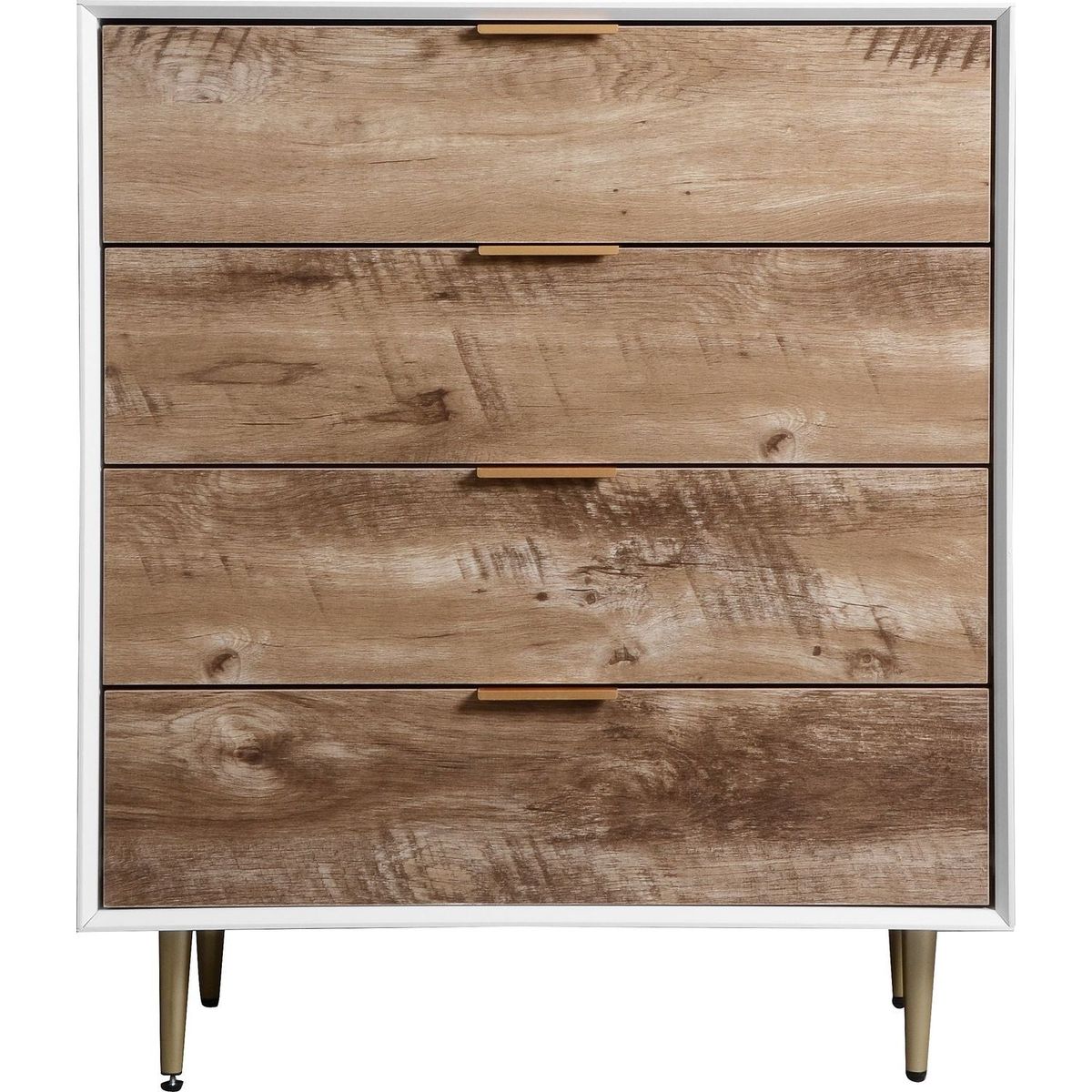 Wooden Tall 4 Drawer Dresser,Chest of Drawers with 4 Metal Legs, Anti-Tipping Device for Bedroom,Living Room