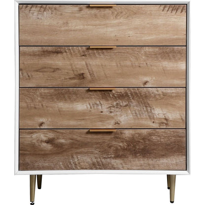 Wooden Tall 4 Drawer Dresser,Chest of Drawers with 4 Metal Legs, Anti-Tipping Device for Bedroom,Living Room