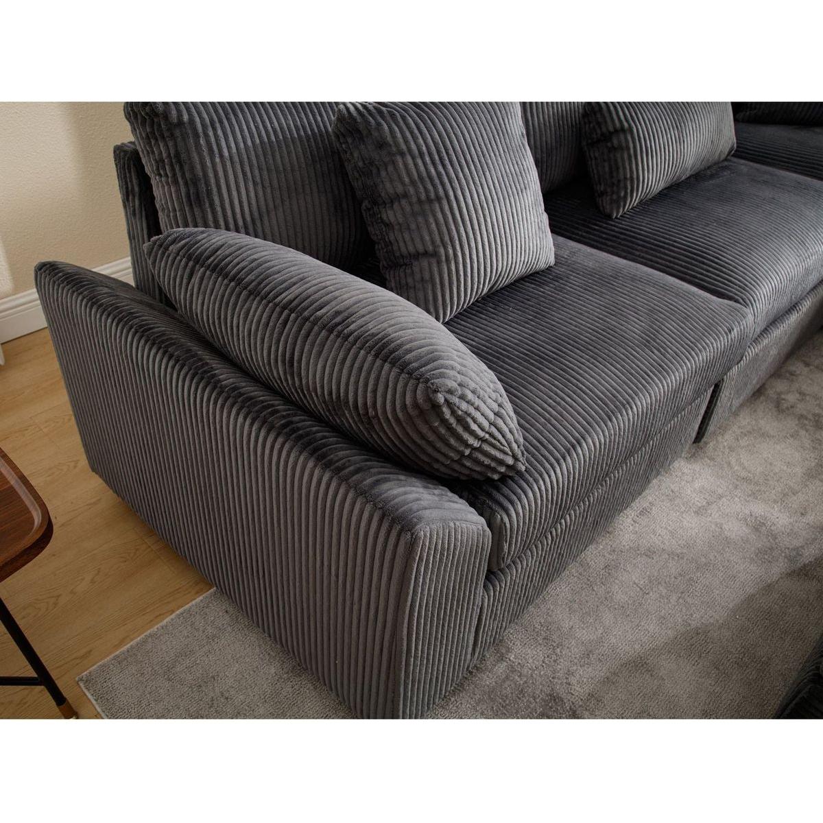 {NEW ARRIVAL} Oversized Modular Sectional Sofa Couches Set,Corduroy Upholstered Deep Seat Comfy Sofa for Living Room,Dark Gray