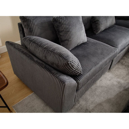 {NEW ARRIVAL VIDEO PROVIDED} Oversized Modular Sectional Sofa Couches Set,Corduroy Upholstered Deep Seat Comfy Sofa for Living Room 5 Seat,Dark Gray