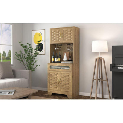67" Tall Pantry Buffet Cabinet Freestanding Hutch Cupboard for Home, Kitchen,Tall Freestanding Liquor Cabinet Bar for Kitchen, Dining Room