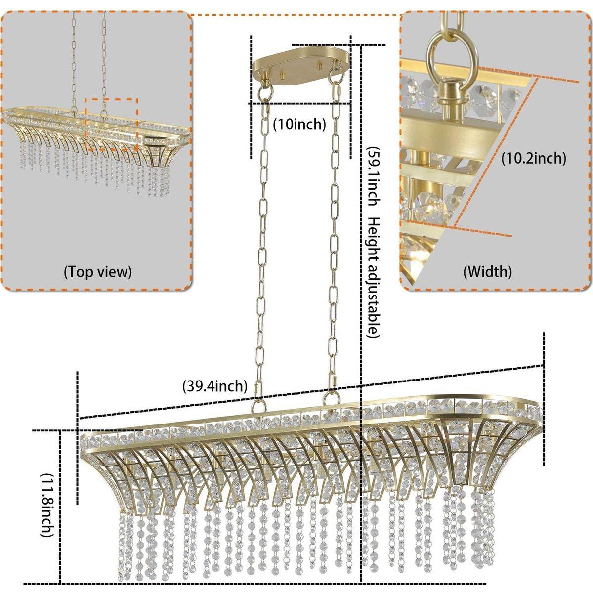 Modern Champagne Gold Kitchen Island Light - Oval Crystal ceiling chandelier