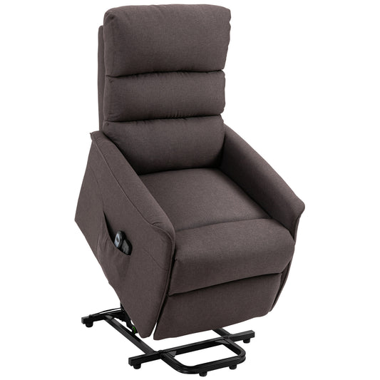 Electric Power Lift Recliner Chair for Elderly, Fabric Lift Chair with Remote Control, Side Pockets for Living Room, Brown