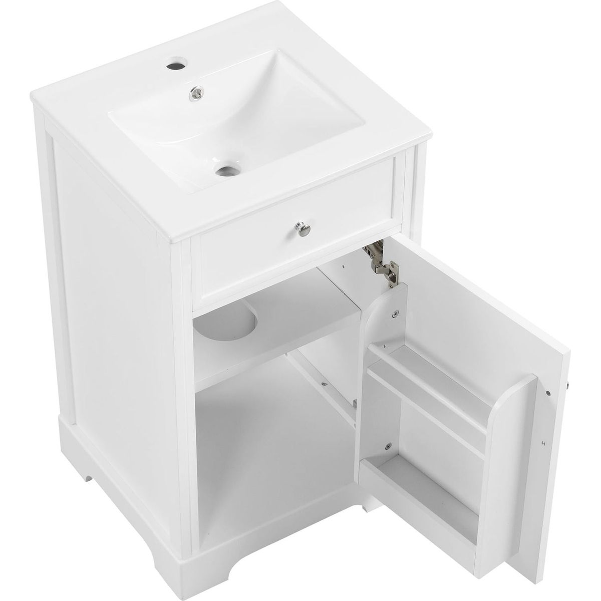 20" Bathroom Vanity with Sink, Bathroom Cabinet with Soft Closing Door, Storage Rack and Adjustable Shelve, White