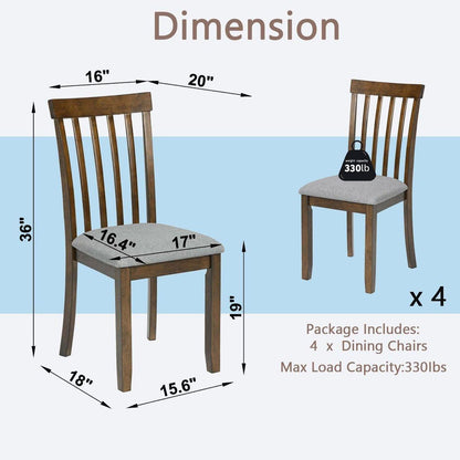 Dining Chairs set for 4,Kitchen Chair with Padded Seat, Side Chair for Dining Room, Walnut