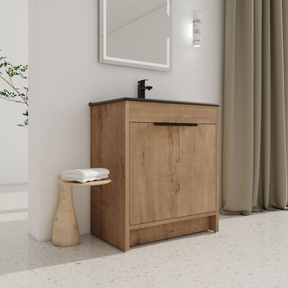 30" Freestanding Bathroom Cabinet With Basin & 2 Soft-Close Cabinet Doors ((KD-PACKING),BVB02430IMO-