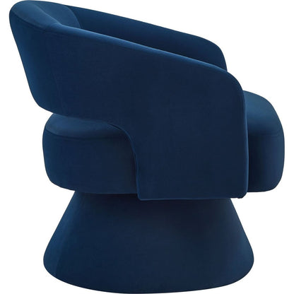 Modern Swivel Barrel Chair, Upholstered Velvet Round Accent Chairs,360 Degree Comfy Swivel Chair with Open Backrest, Single Chair Armchair for Living Room Bedroom, Homerest,Navy